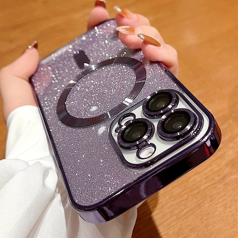 Case Luxo com Glitter Magnetic Wireless