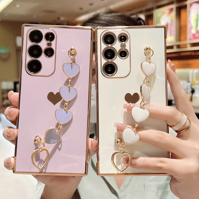 Case Luxo com alça de coração - Samsung